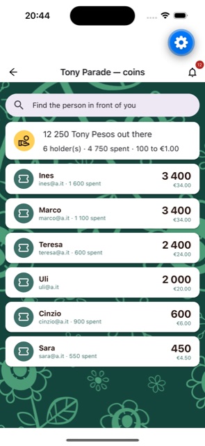 Event coins at the bar