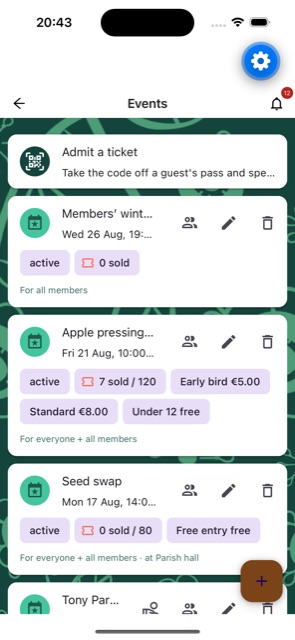 An event and its ticket types