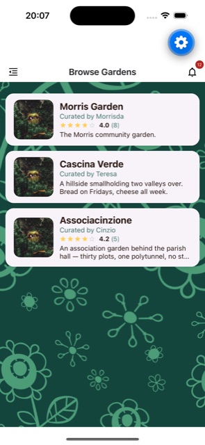 The same list in the app