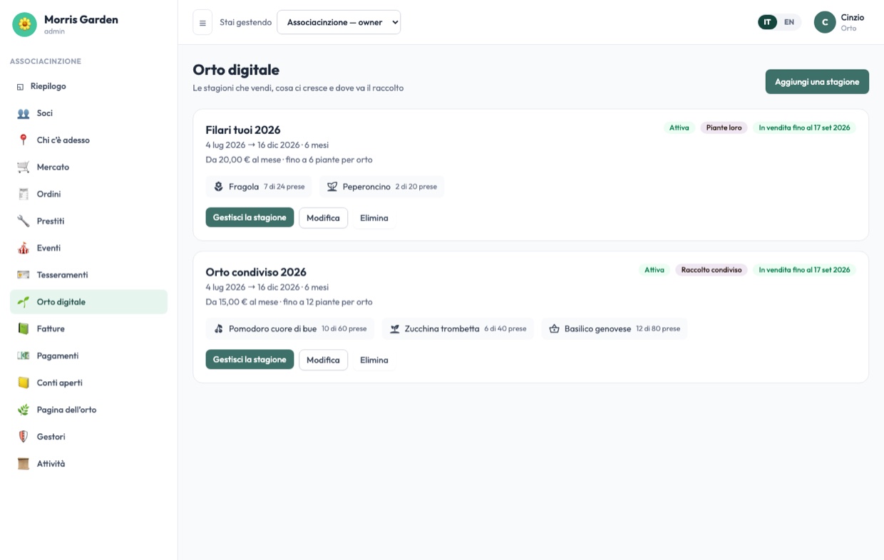 Running a season from the garden admin webapp